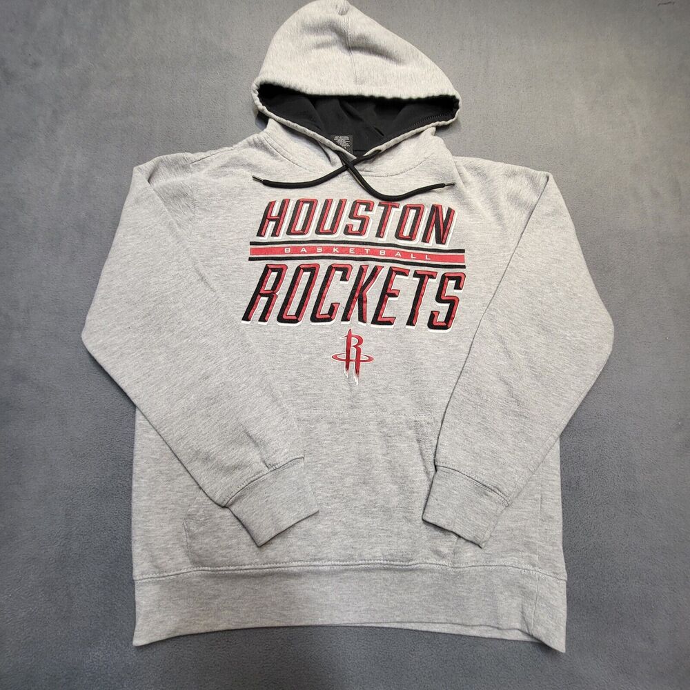 NBA Houston Rockets Hoodie Mens S Gray Pullover Sweatshirt Long Sleeve Graphic
